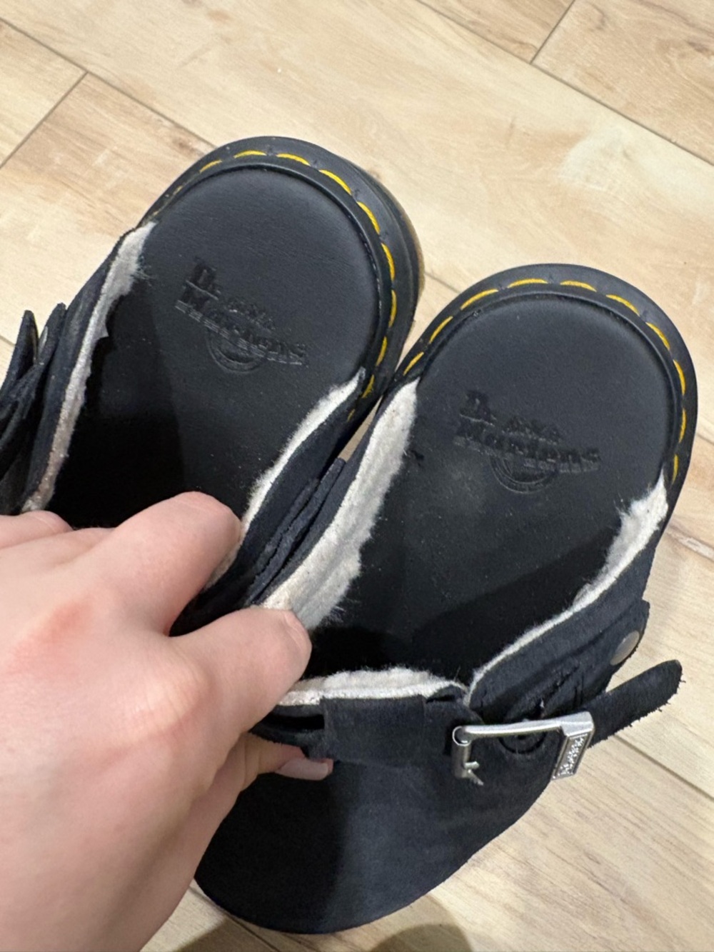 Dr. Martens Zebzag Suede Fleece-Lined Platform Mules. - Picture 9 of 9